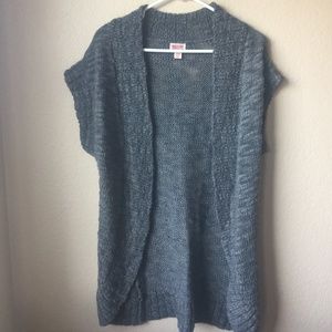 Gray, Cap Sleeve, Open, Light Sweater